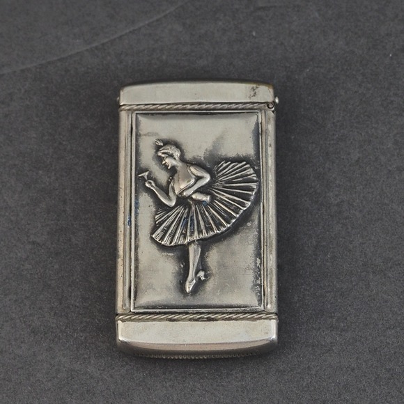 Unbranded Other - VTG Vesta Match Box Safe Silver Tone Repousse Ballerina Tobacciana Advertising